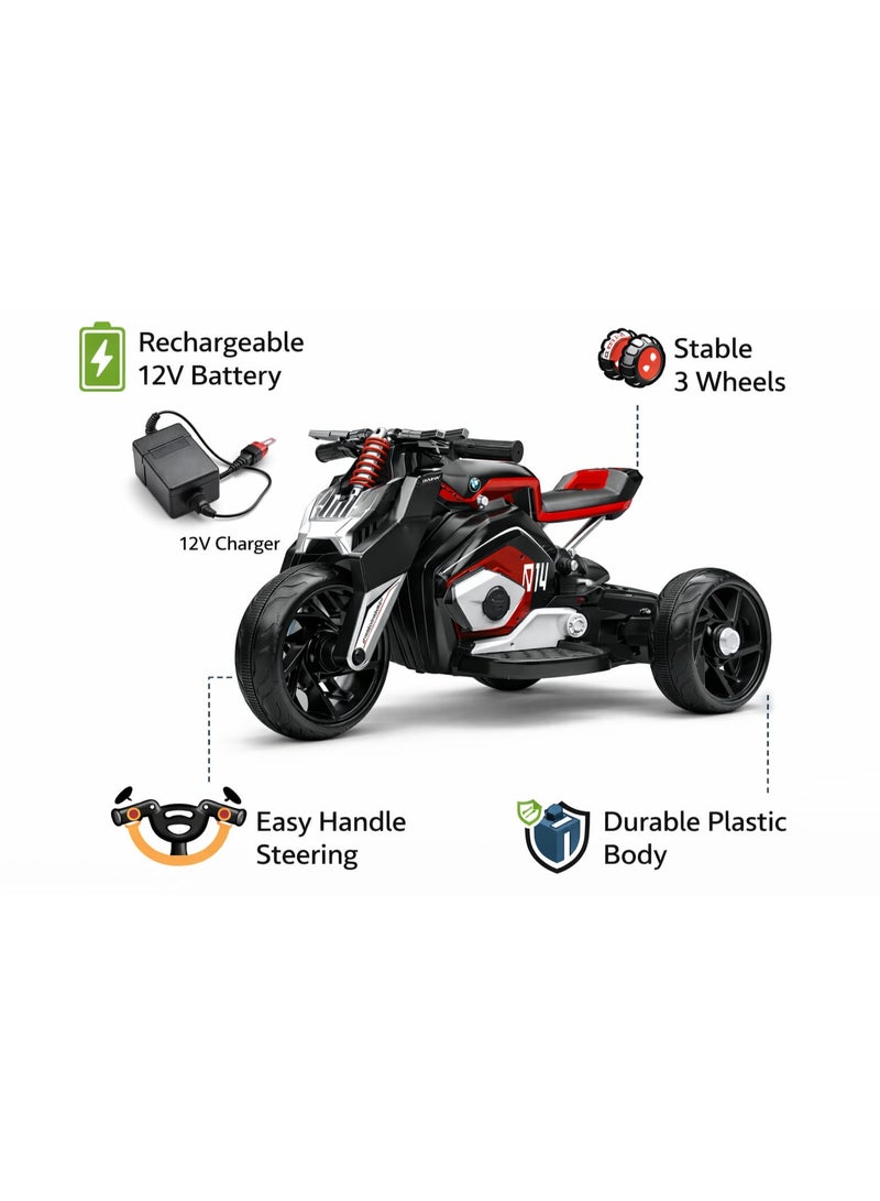 Kids Electric Ride-On Bike with 12V Rechargeable Battery, Stable 3-Wheel Design, Easy Steering, Durable Plastic Body, for Boys & Girls Age 3–6 Years - Image 4